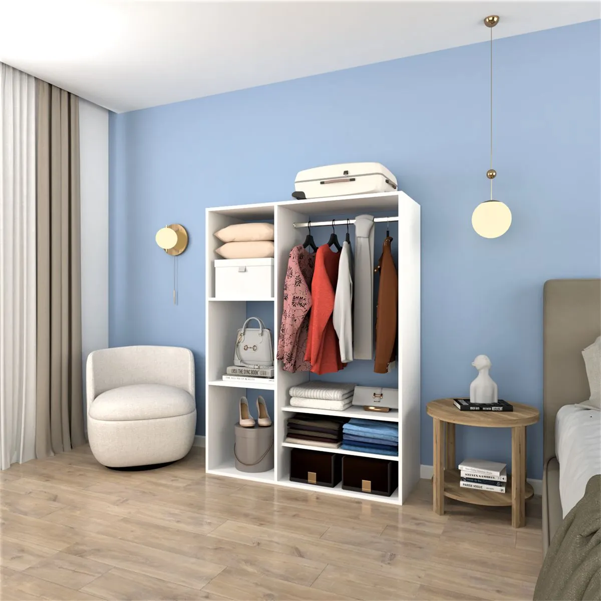 MOVENDA - Ropero Leon 04 repisas Blanco