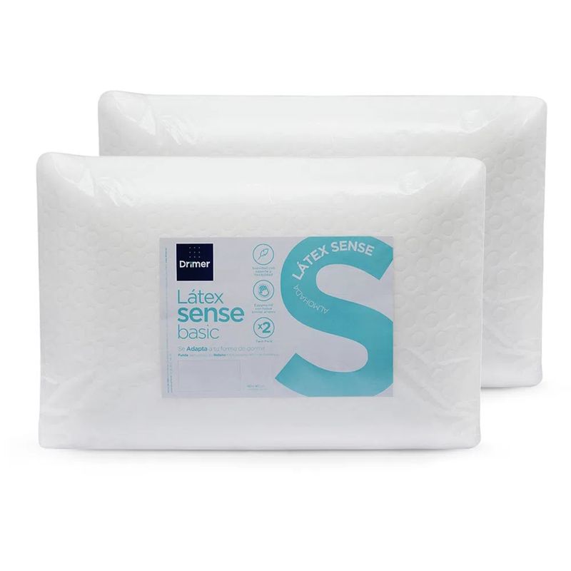 DRIMER - Almohadas Twin Pack Látex Sense Basic Estándar 60x40cm