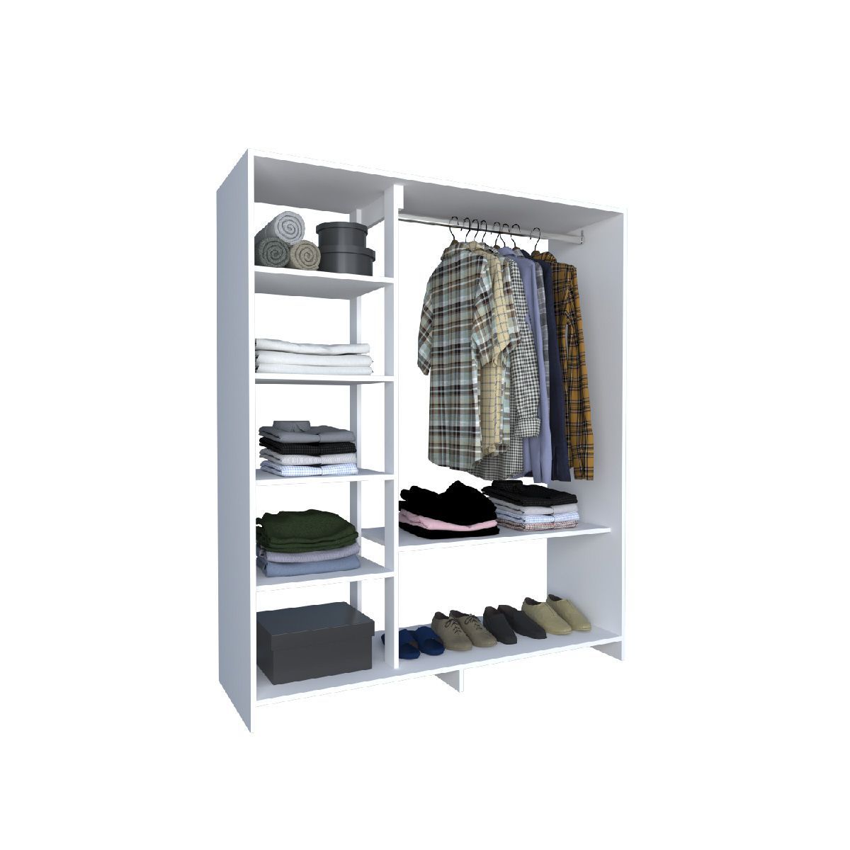 MOVENDA - Ropero Merida 05 repisas Movenda Blanco