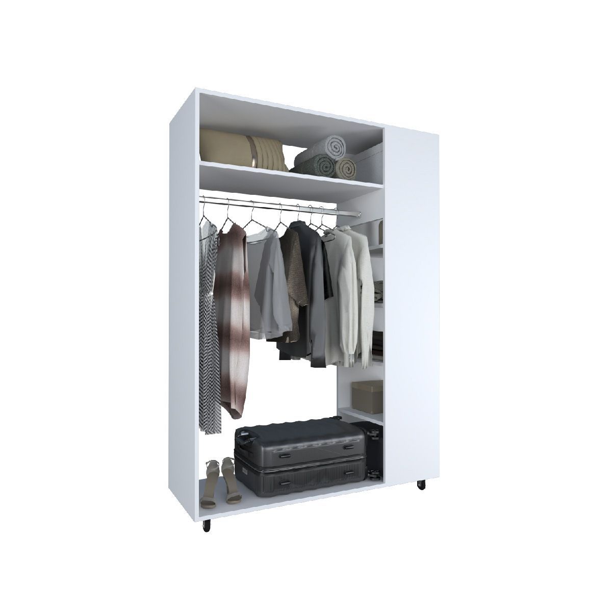 MOVENDA - Ropero Morelia 05 repisas con ruedas Blanco