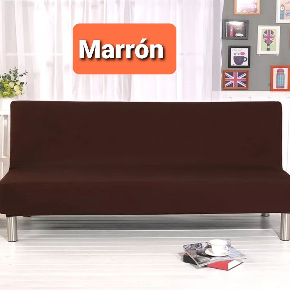 GENERICO - Forro para Futon o Sofa Cama color Marron Liso