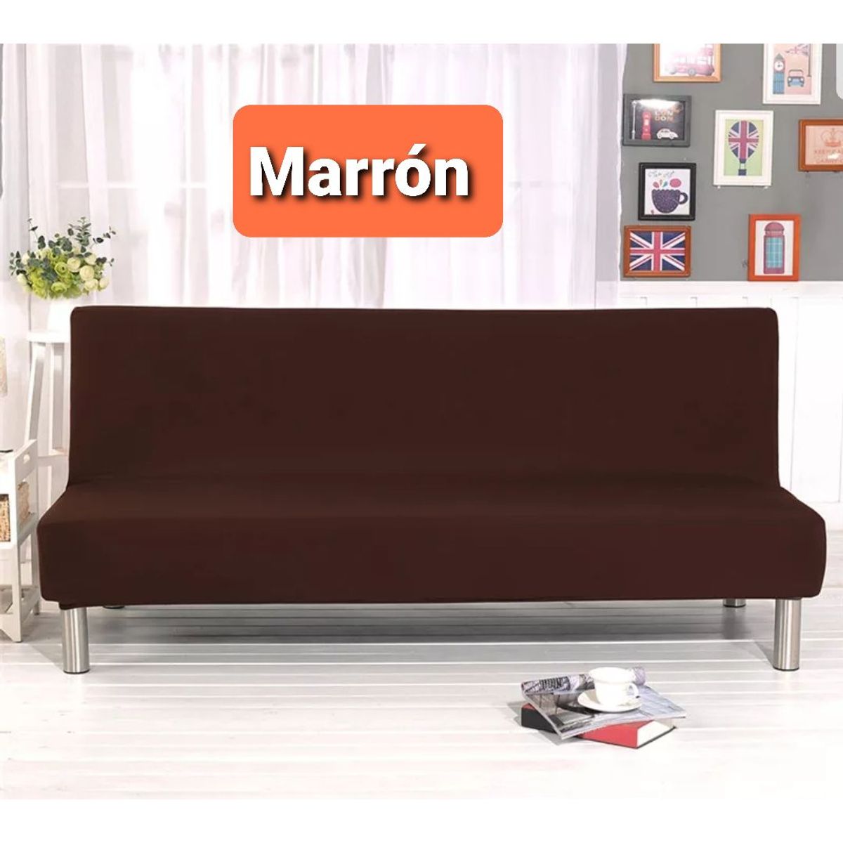 GENERICO - Forro para Futon o Sofa Cama color Marron Liso