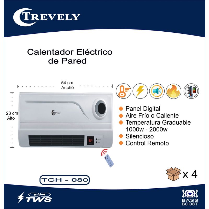 TREVELY - Convector ceramico de pared TREVELY TCH-080 2000W