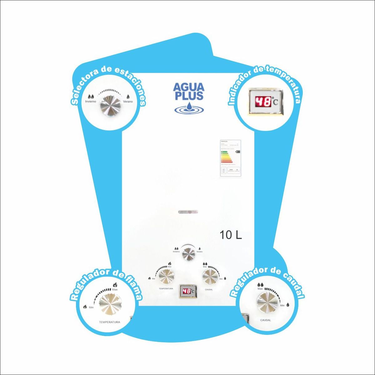 GENERICO - TERMA A GAS GLP 10 LT - SIN INSTALACIÓN -AGUA PLUS
