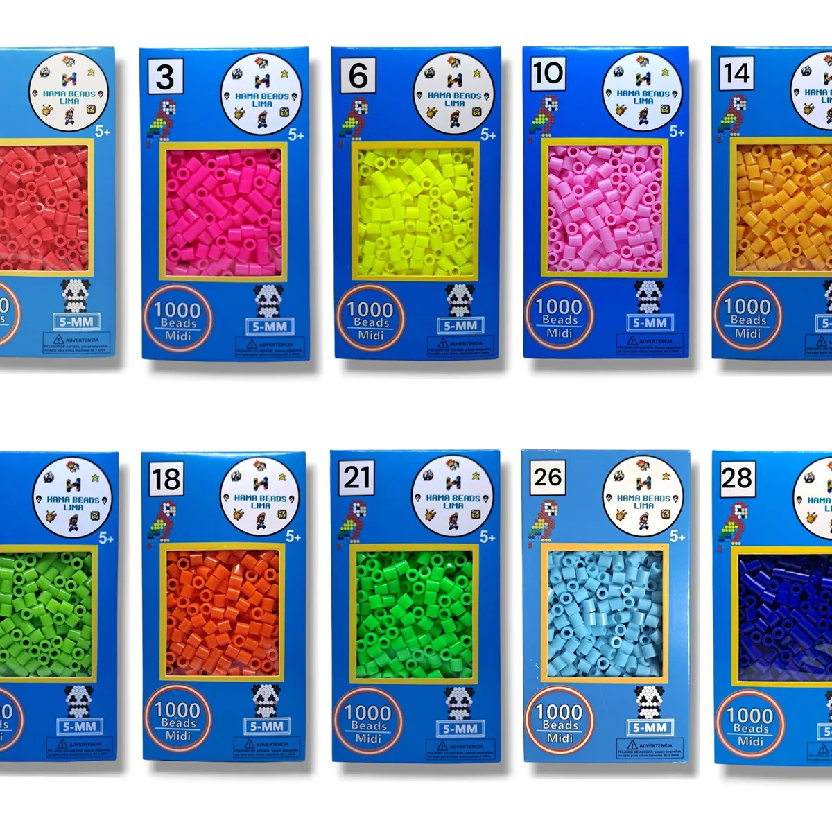 GENERICO - Hama Beads Colores 10,000 Unidades De Beads Midi - 5mm