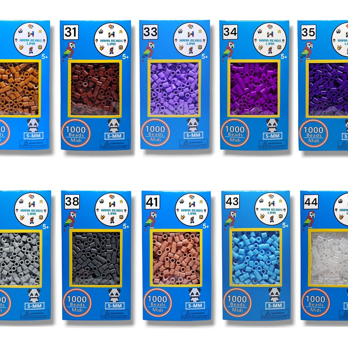 GENERICO - Hama Beads Colores 10,000 Unidades De Beads Midi - 5mm