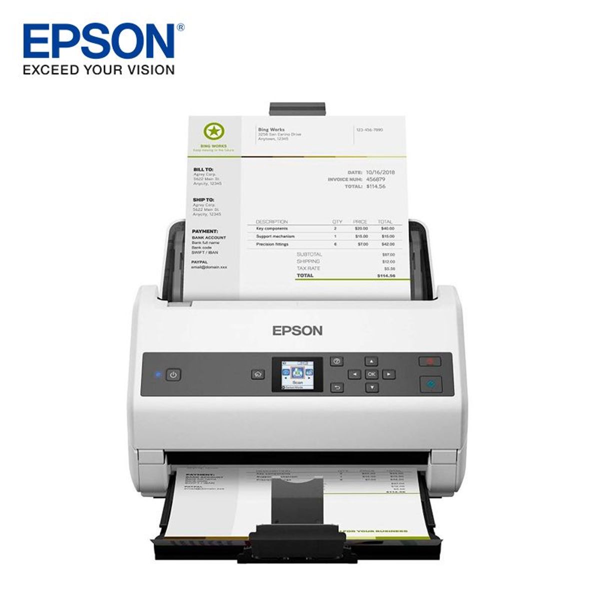 EPSON - Escaner Workforce DS-870 ADF 100 Pag /600 DPI /Veloc 65 PPM/ Duplex