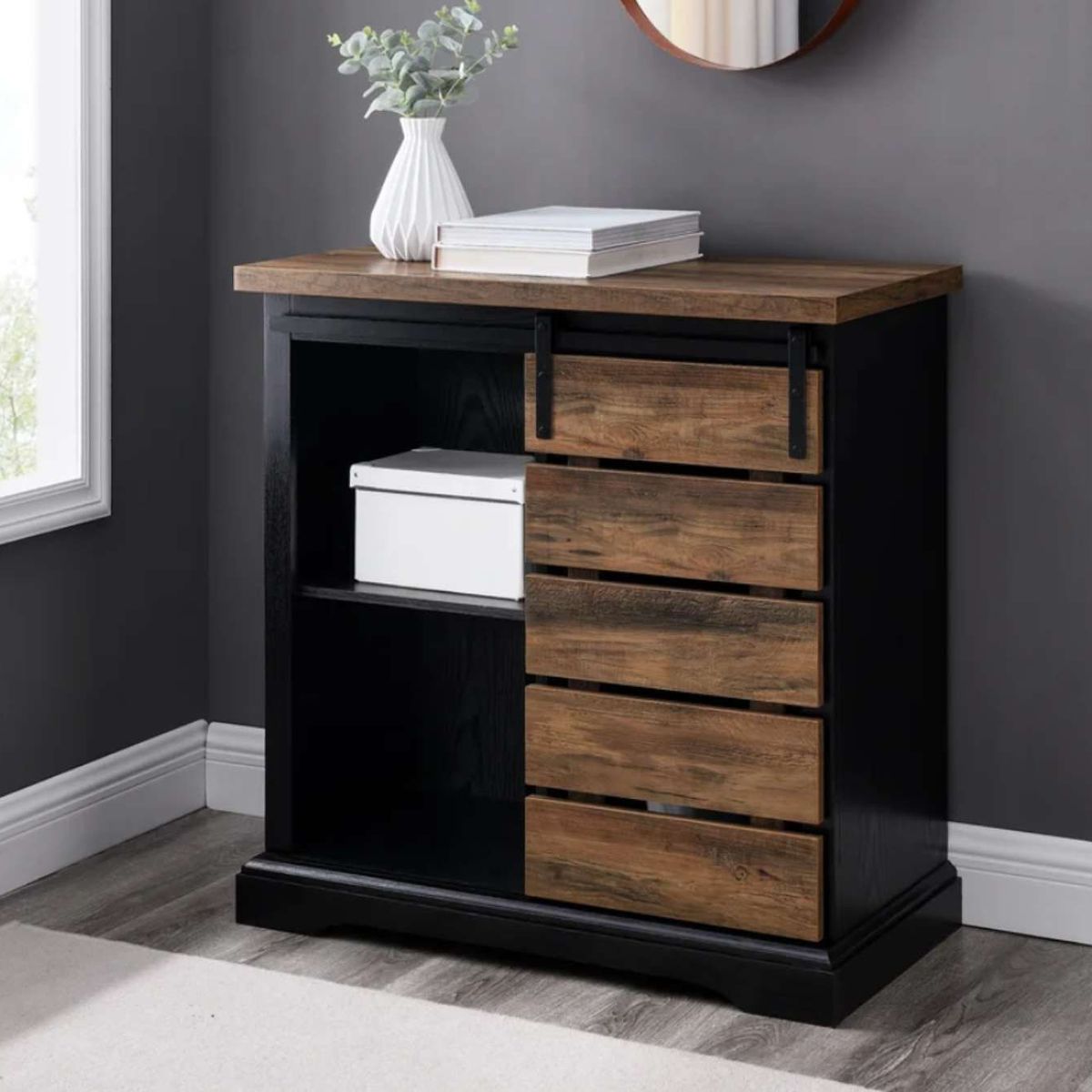 VENTITAS HOME - Cómoda Industrial Hassan Ventitas Home Negro y Caramelo