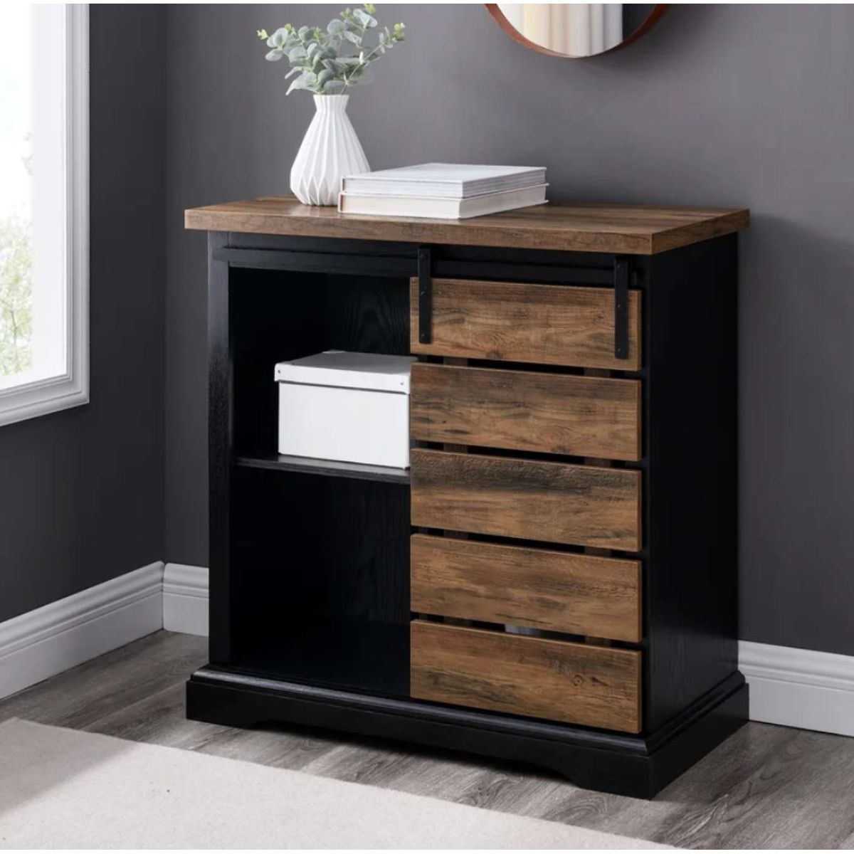 VENTITAS HOME - Cómoda Industrial Hassan Ventitas Home Negro y Caramelo