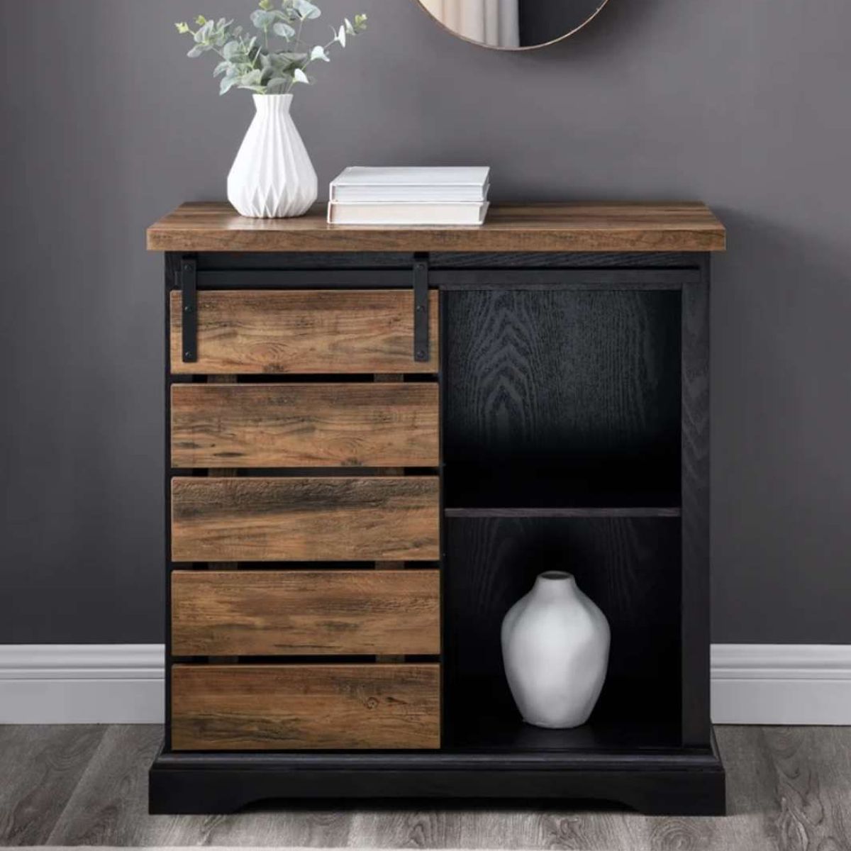 VENTITAS HOME - Cómoda Industrial Hassan Ventitas Home Negro y Caramelo