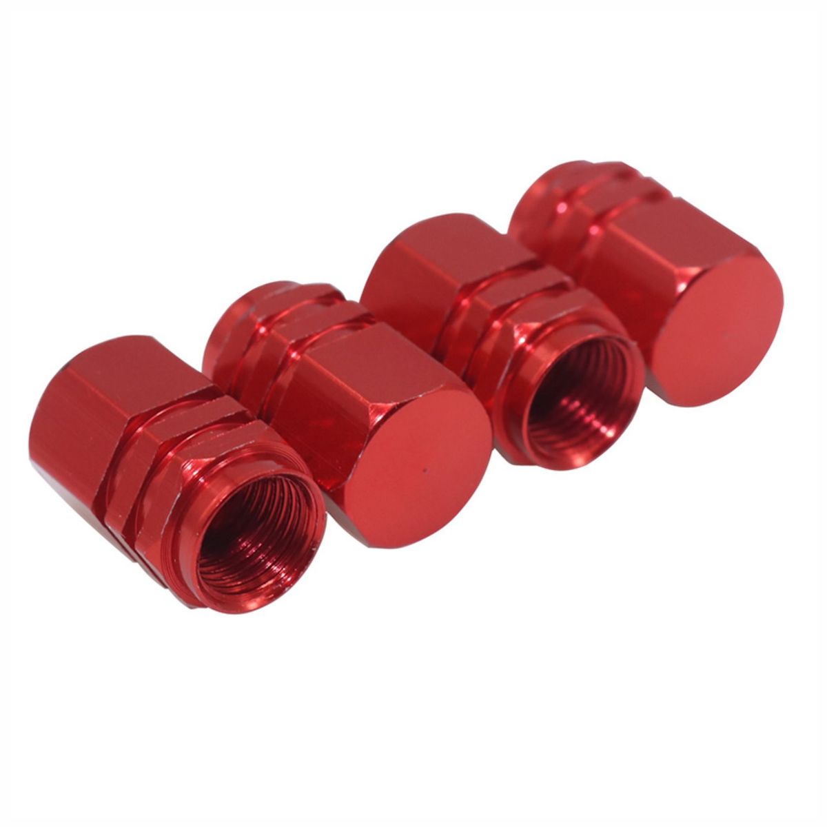 GENERICO - Tapas Metálicas para Pitón de Llanta Rojo x 4 Und