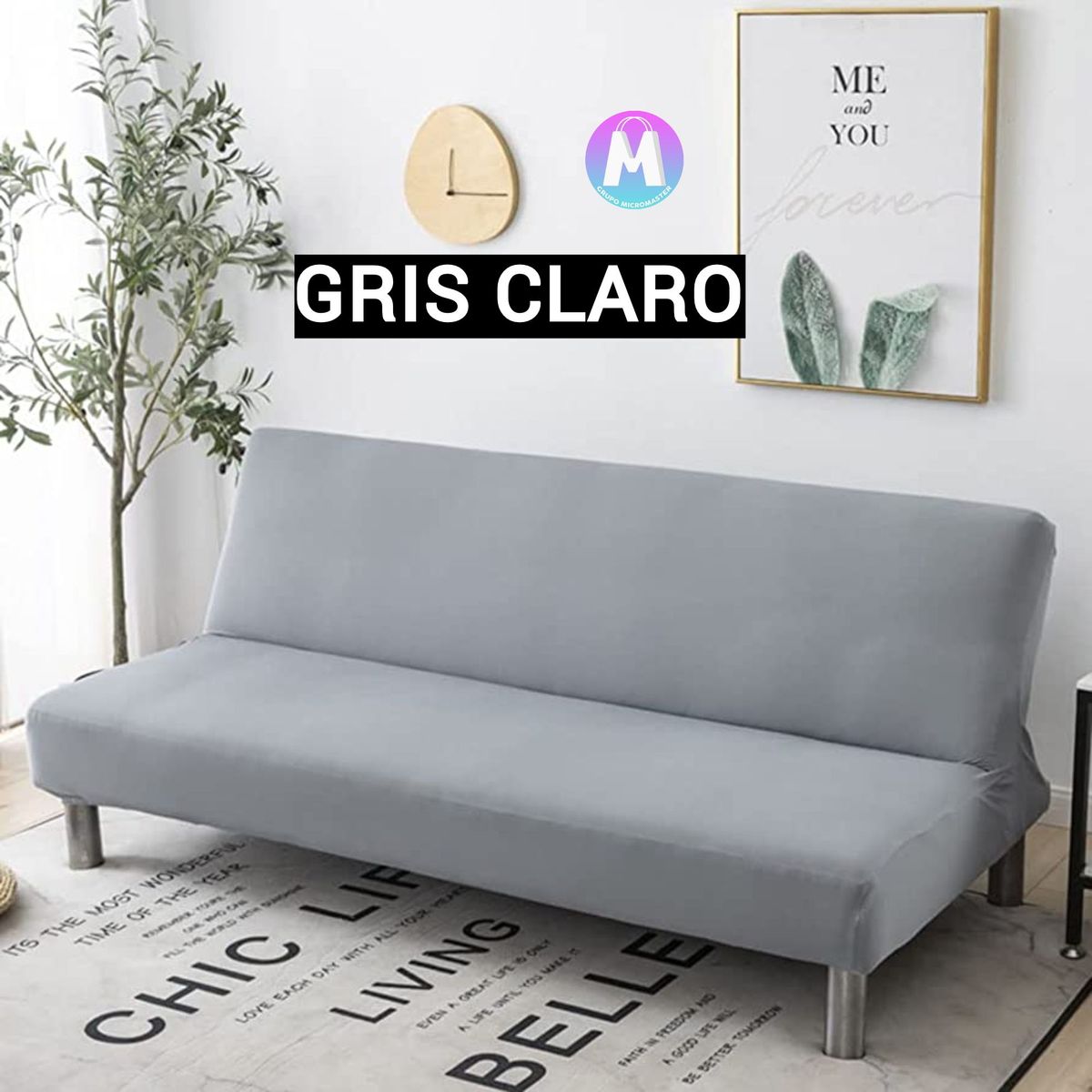 GENERICO - Forro para Futon o Sofa cama Gris claro