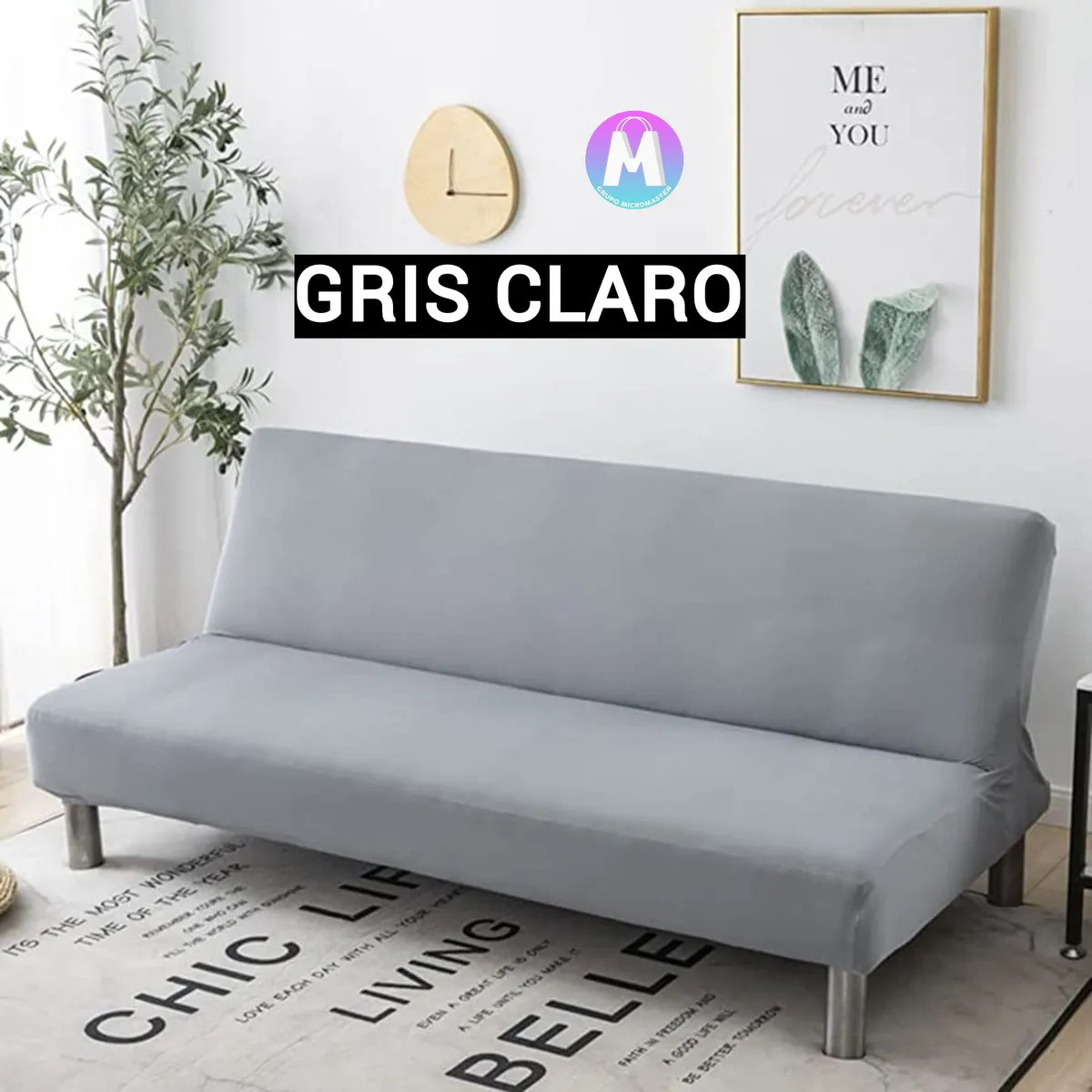GENERICO - Forro para Futon o Sofa cama Gris claro