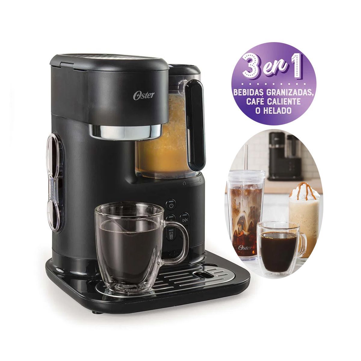 OSTER - Cafetera frappe Oster  con Licuadora BVSTDC03B 3 en 1