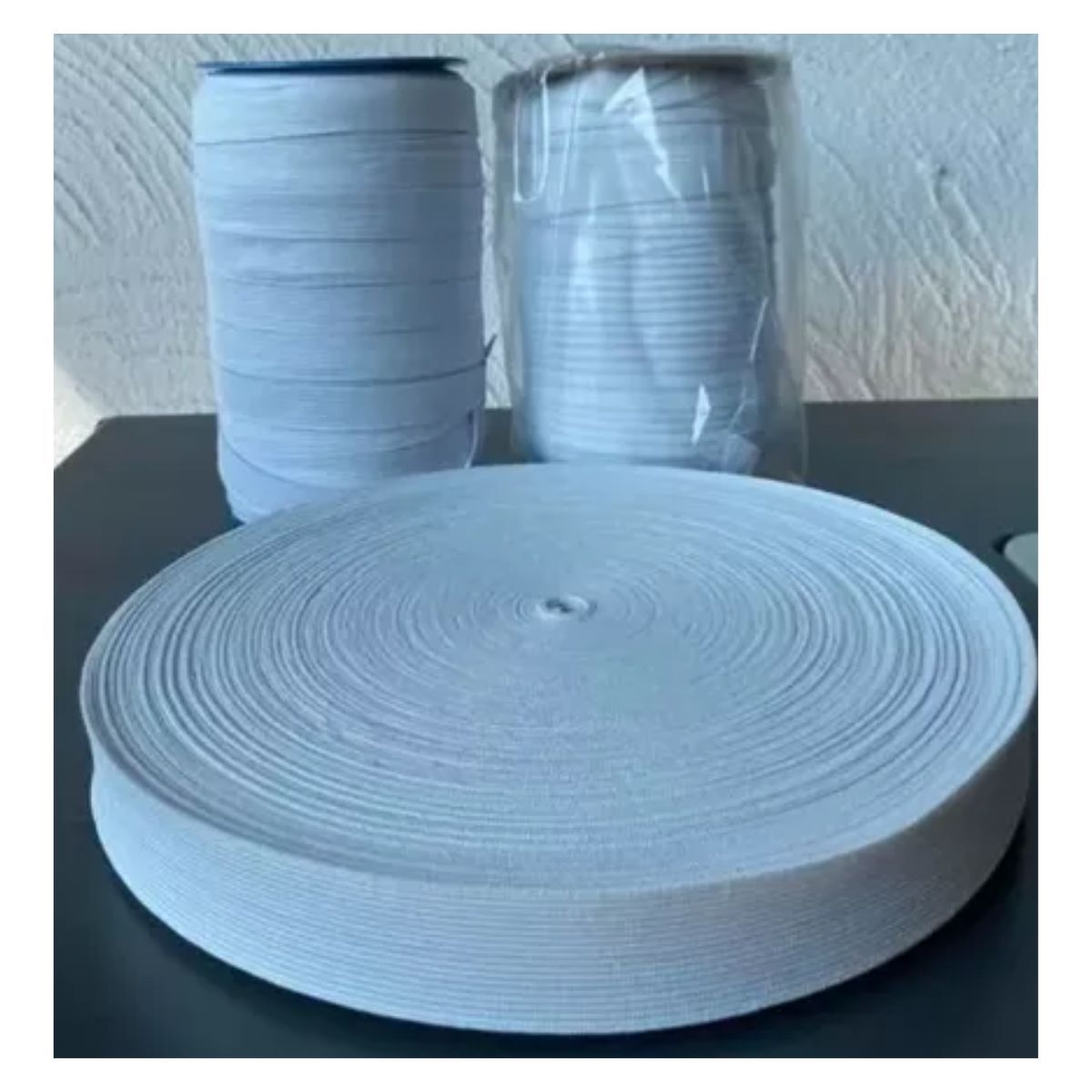 GENERICO - Elásticos Poliéster Blanco 1.5, 2 Y 3 Cm (3 Rollos)