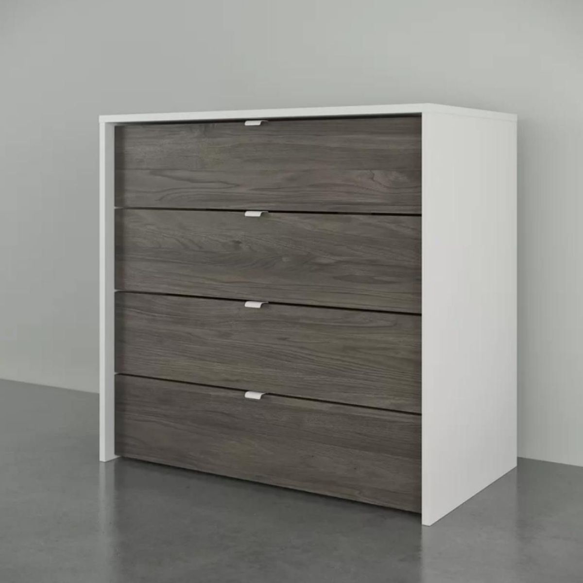 VENTITAS HOME - Cómoda Moderna Zozi 4 Cajones Ventitas Home Blanco y Roble Gris