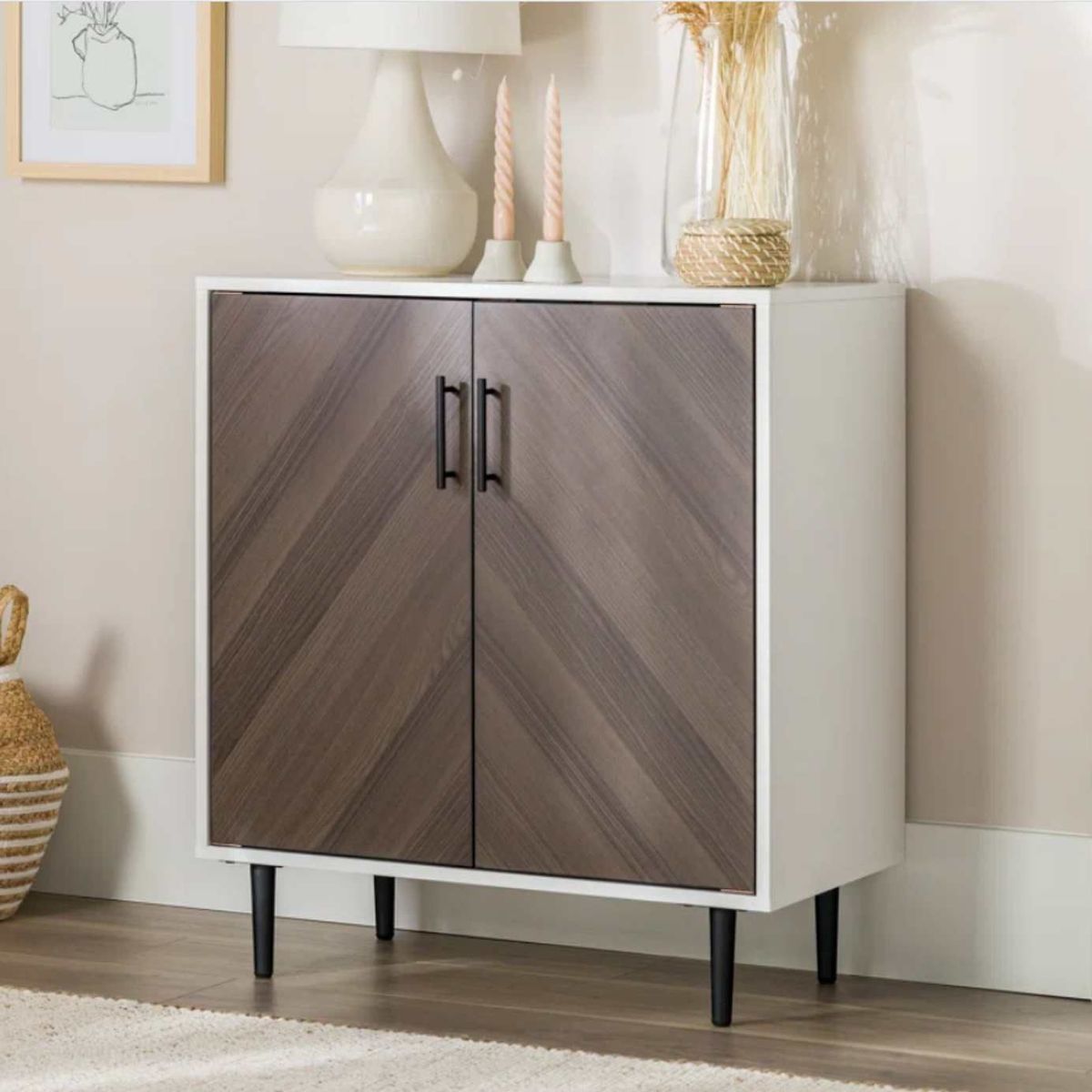 VENTITAS HOME - Cómoda Consola Minimalista Yely Ventitas Home Blanco y Maderado Gris