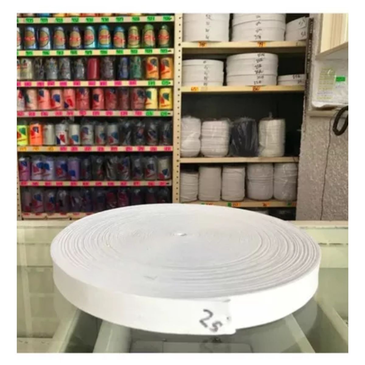 GENERICO - Elástico De Poliéster Blanco 2.5 Cm Rollo Con 100 Metros