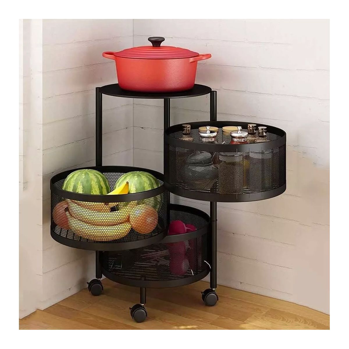 GRETAIL - Estante Cesta Cocina Para Frutas Verduras Multifuncional 4 Niveles R