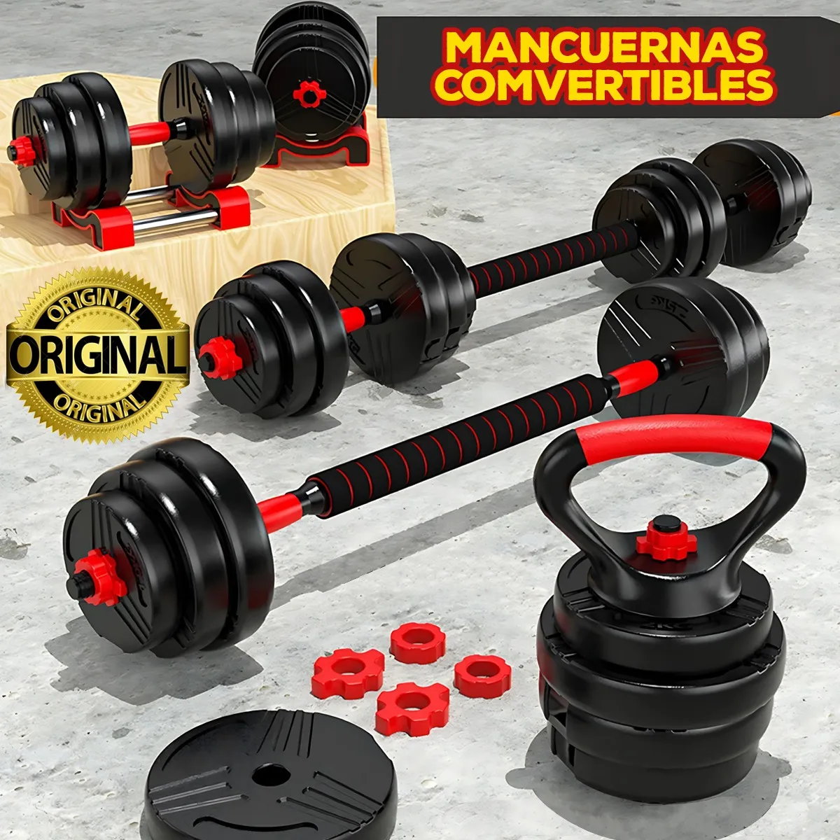 HOLGU - Mancuernas 30KG de Pesa a Rusa + Salta Soga + Guantes gratis