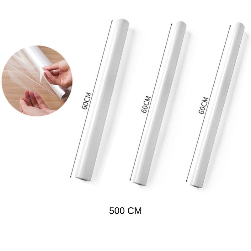 INSPIRA - Set de 3 Papeles Transparentes Adherente Impermeable 60cm x 5m