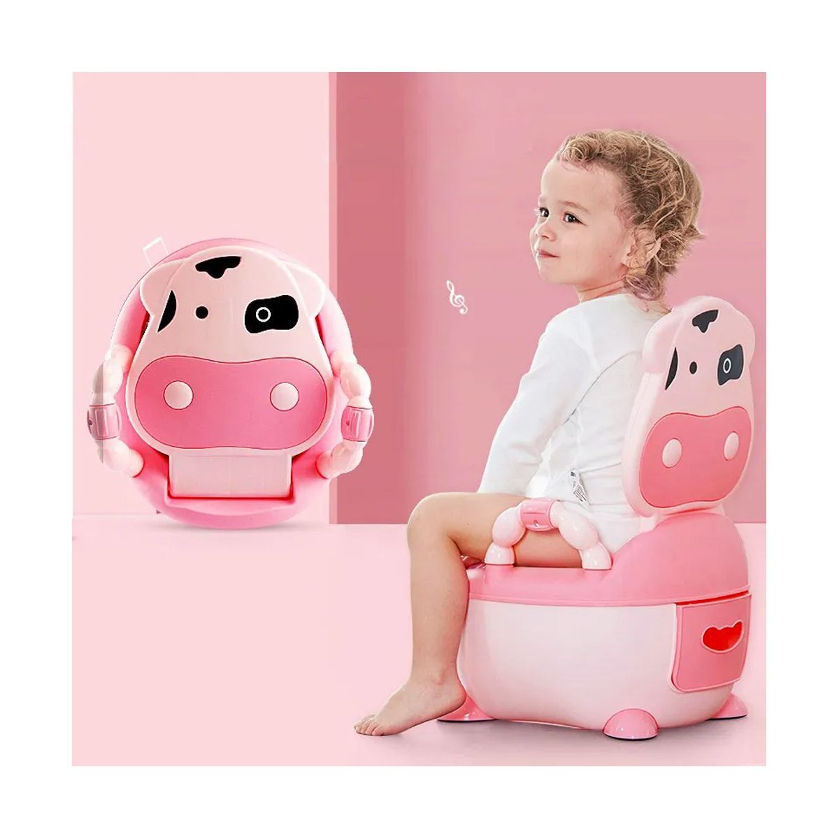 GRETAIL - Bacín Entrenamiento Inodoro Para Bebes Niñas Vaquita Rosado