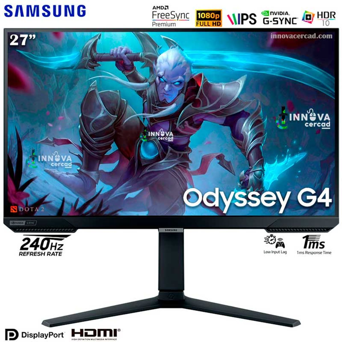 SAMSUNG - Monitor Samsung Odyssey G4 LS27BG402ENXGO Full HD 240Hz IPS 1ms G-SYNC