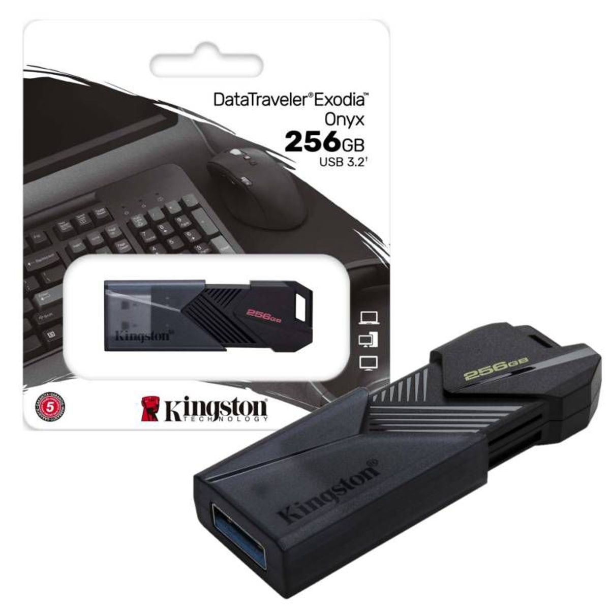 KINGSTON - Memoria Usb 256 Kingston Velocidad usb 3.2 Exodia Onyx Black