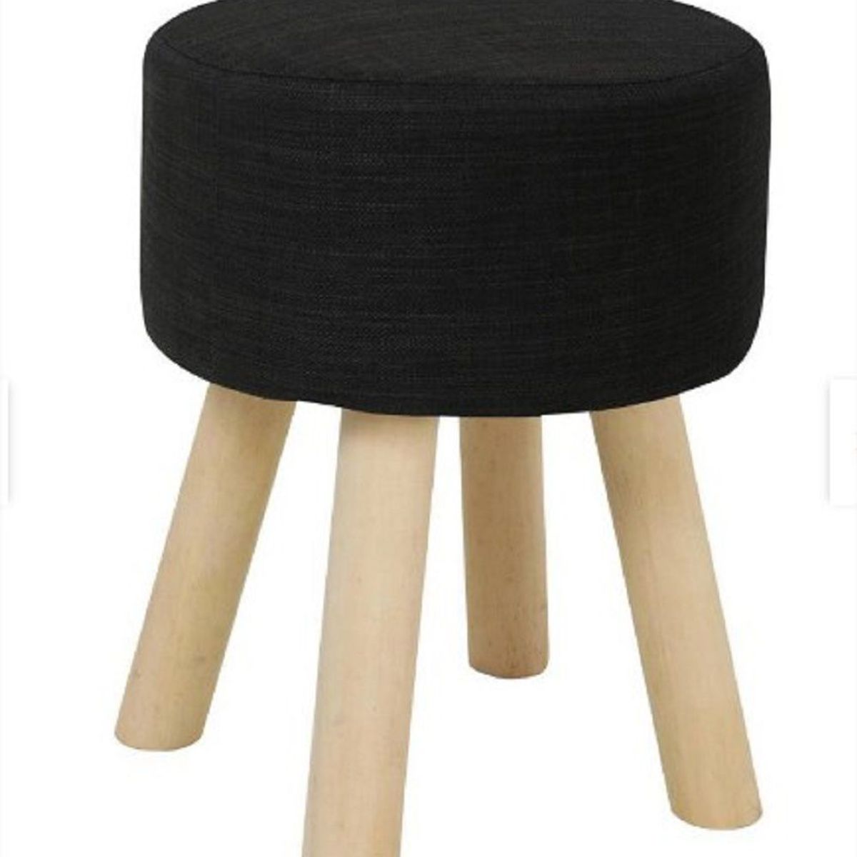 GENERICO - Puff ASIENTO BANCO Circular Otomano Negro con Patas de Madera.