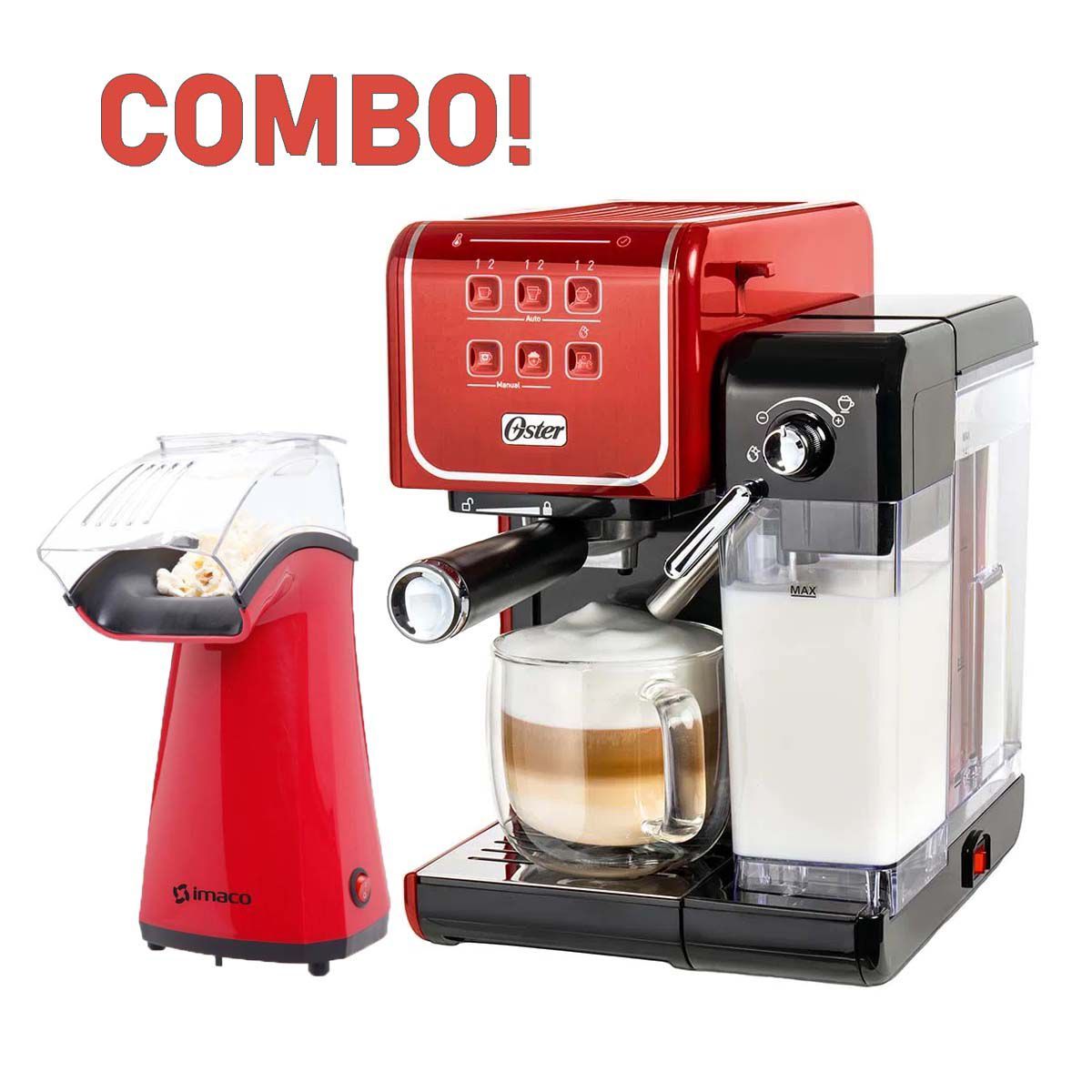 OSTER - Cafetera Oster PrimaLatte Touch BVSTEM6801R Pop Corn Imaco PO120R