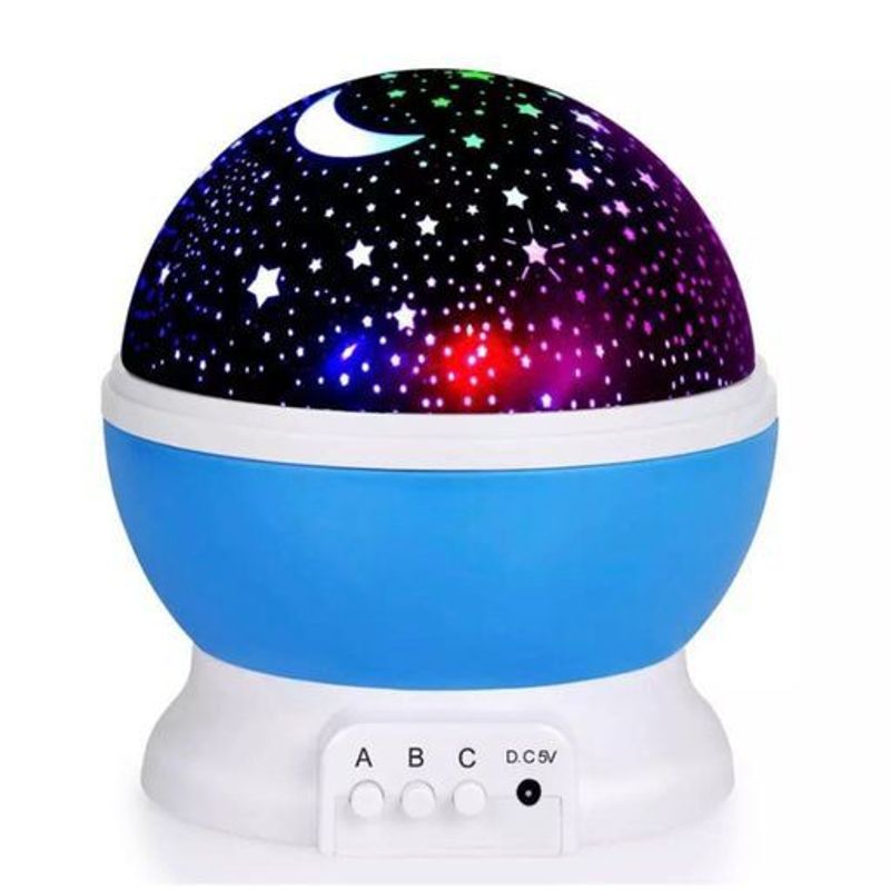 GENERICO - Lámpara proyector para niños de estrella y luna  giratorio Celeste