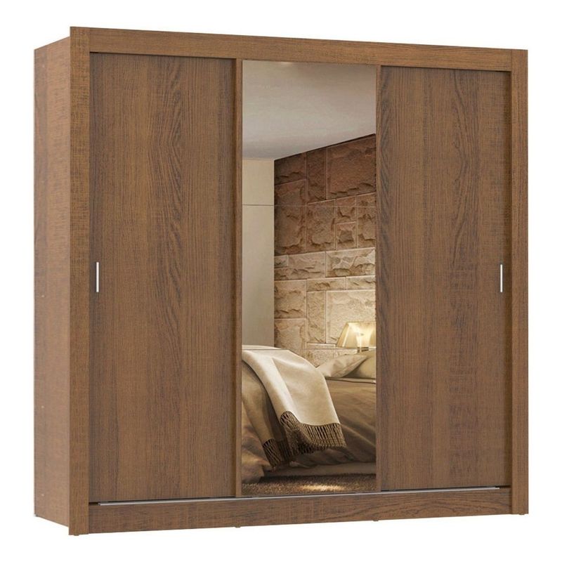 PAZART MUEBLES - Ropero 3 Puertas Corredizas 2 Cajones C/espejo Roma Rustic