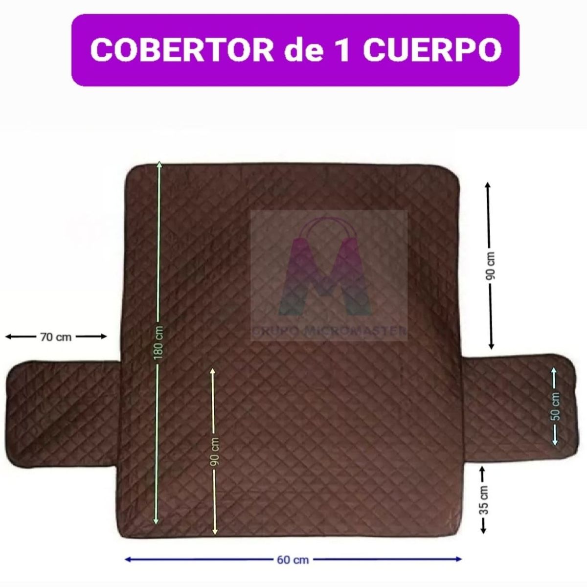 GENERICO - Cobertor de 1 cuerpo reversible Marron con Beige