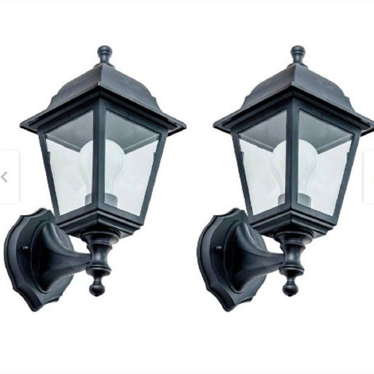 GENERICO - SET DE 2 FAROLES LUCES EXTERIORES NEGROS 4 LADOS