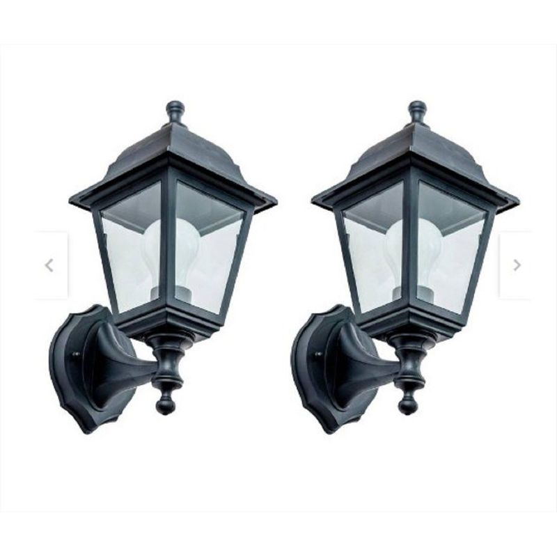 GENERICO - SET DE 2 FAROLES LUCES EXTERIORES NEGROS 4 LADOS