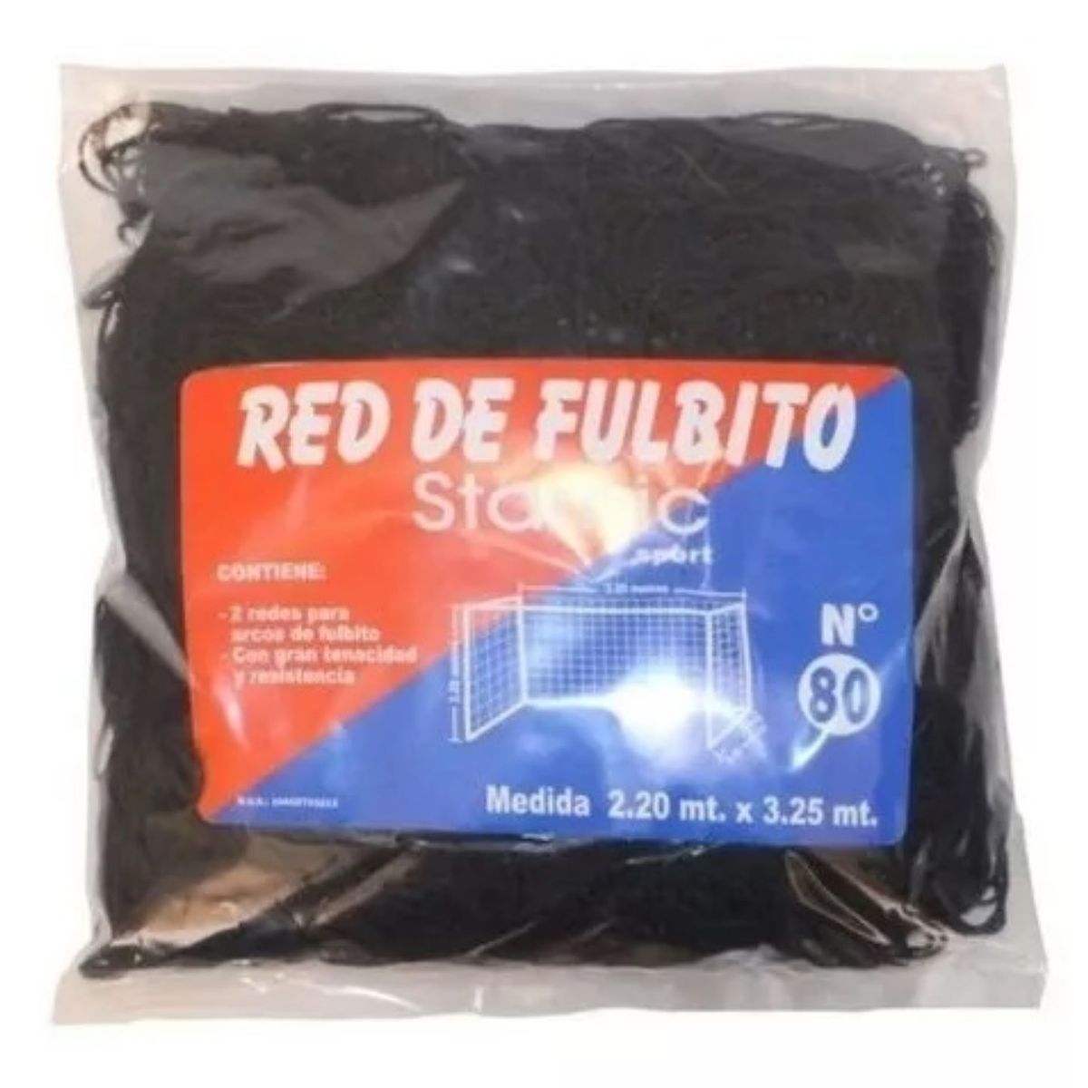 GENERICO - RED MALLA PARA ARCO DE FULBITO Nº 80 NEGRO