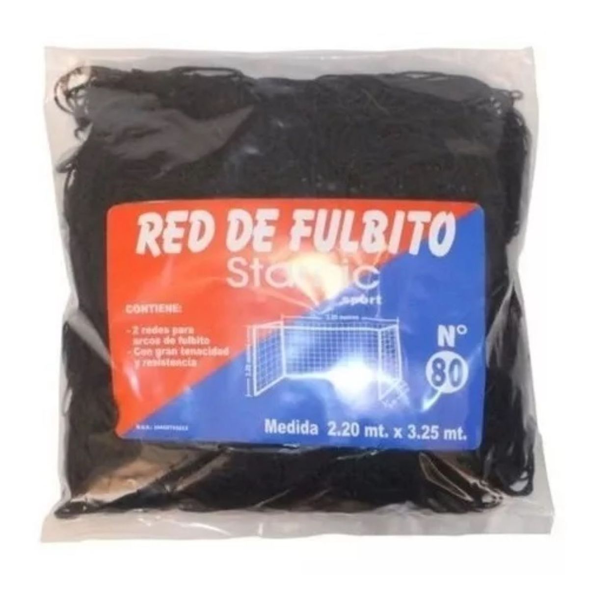 GENERICO - RED MALLA PARA ARCO DE FULBITO Nº 80 NEGRO