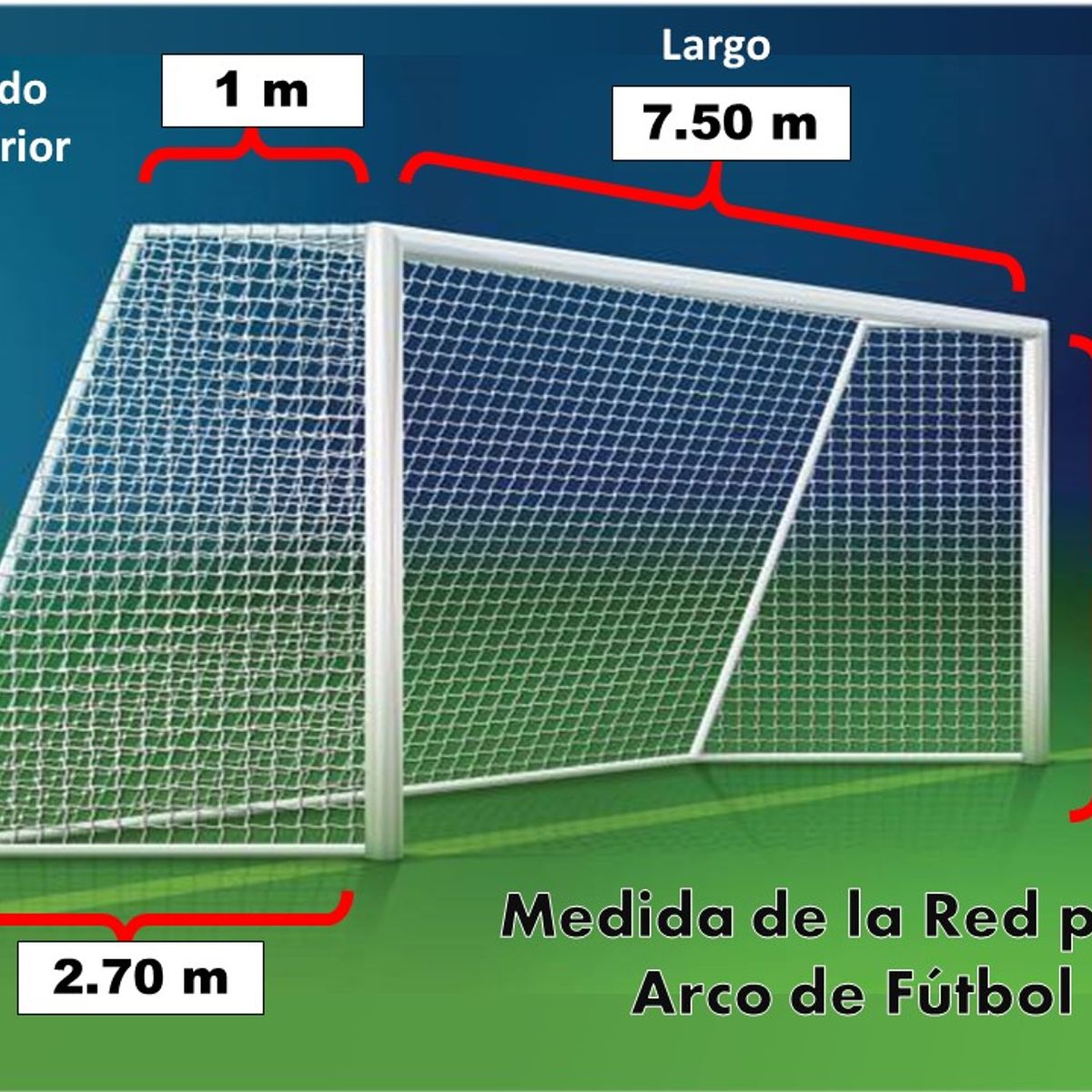 GENERICO - 2 REDES DE FÚTBOL BLANCO Nº80 7.50m x 2.50m