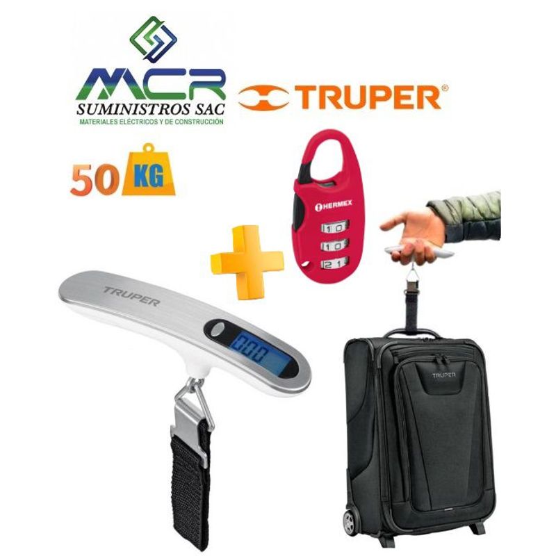 TRUPER - Balanza De Mano Digital Lcd 50kg Bascula Profesional Maletas 100787