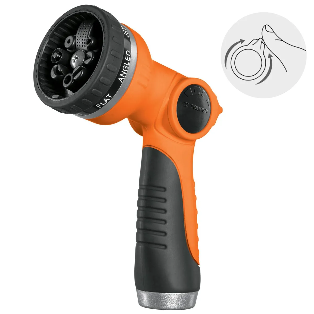 TRUPER - Pistola de riego de 8 funciones regulador de flujo manguito rotador