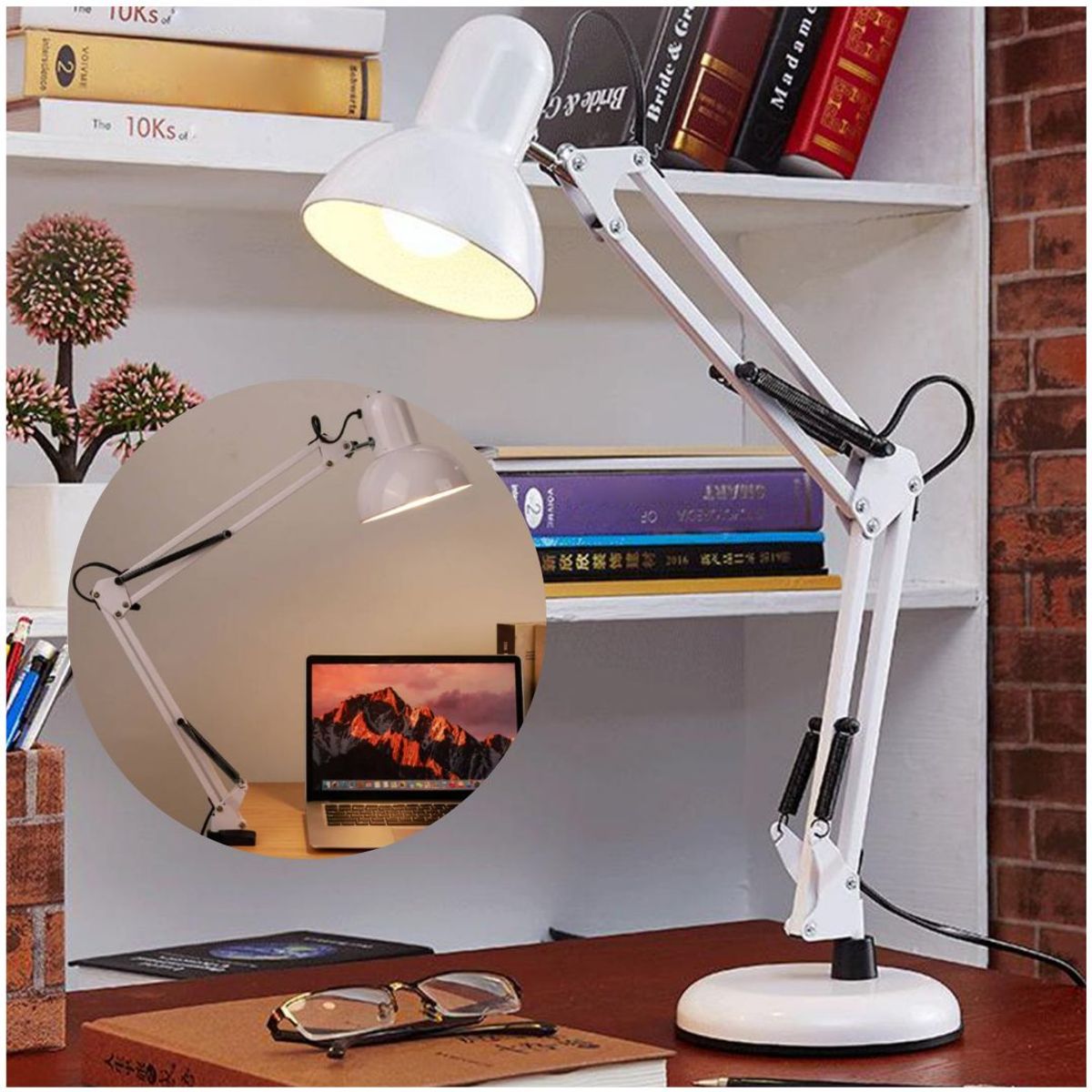 INSPIRA MARKET - Lampara de escritorio vintage elegante blanco