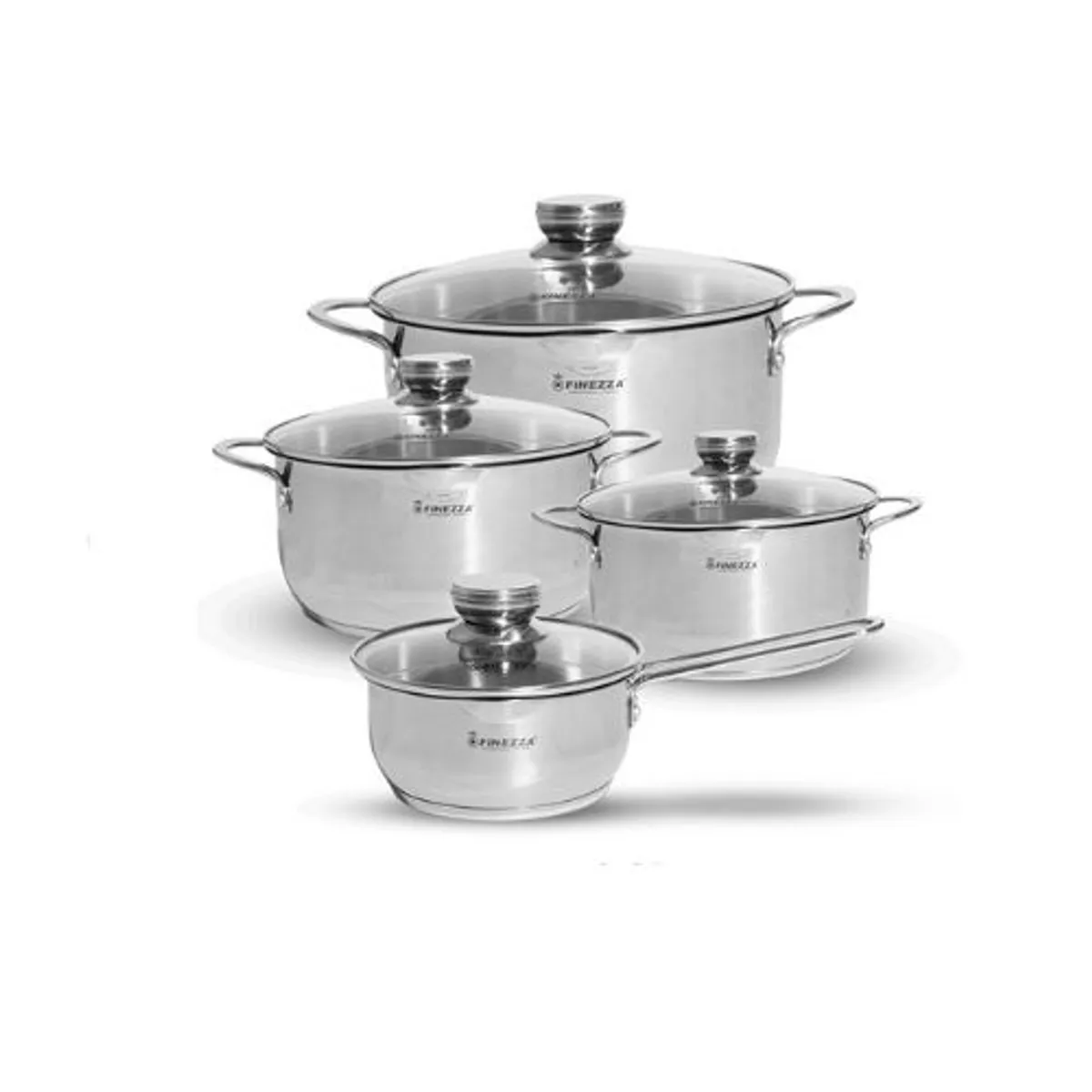 FINEZZA - Juego de Ollas FINEZZA de Acero Inoxidable de 8 Piezas FZ-980AE-IN