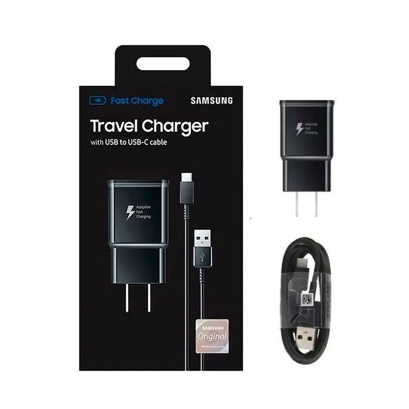 GENERICO - Cargador 15W con Cable Tipo-C para Galaxy S8 S8 Plus Negro