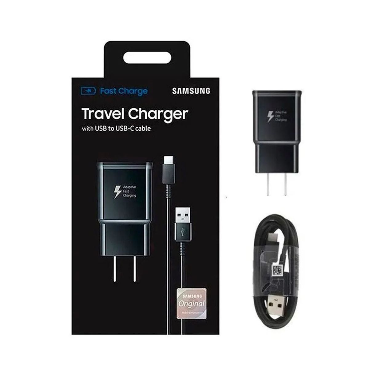 GENERICO - Cargador 15W con Cable Tipo-C para Galaxy S9 S9 Plus Negro