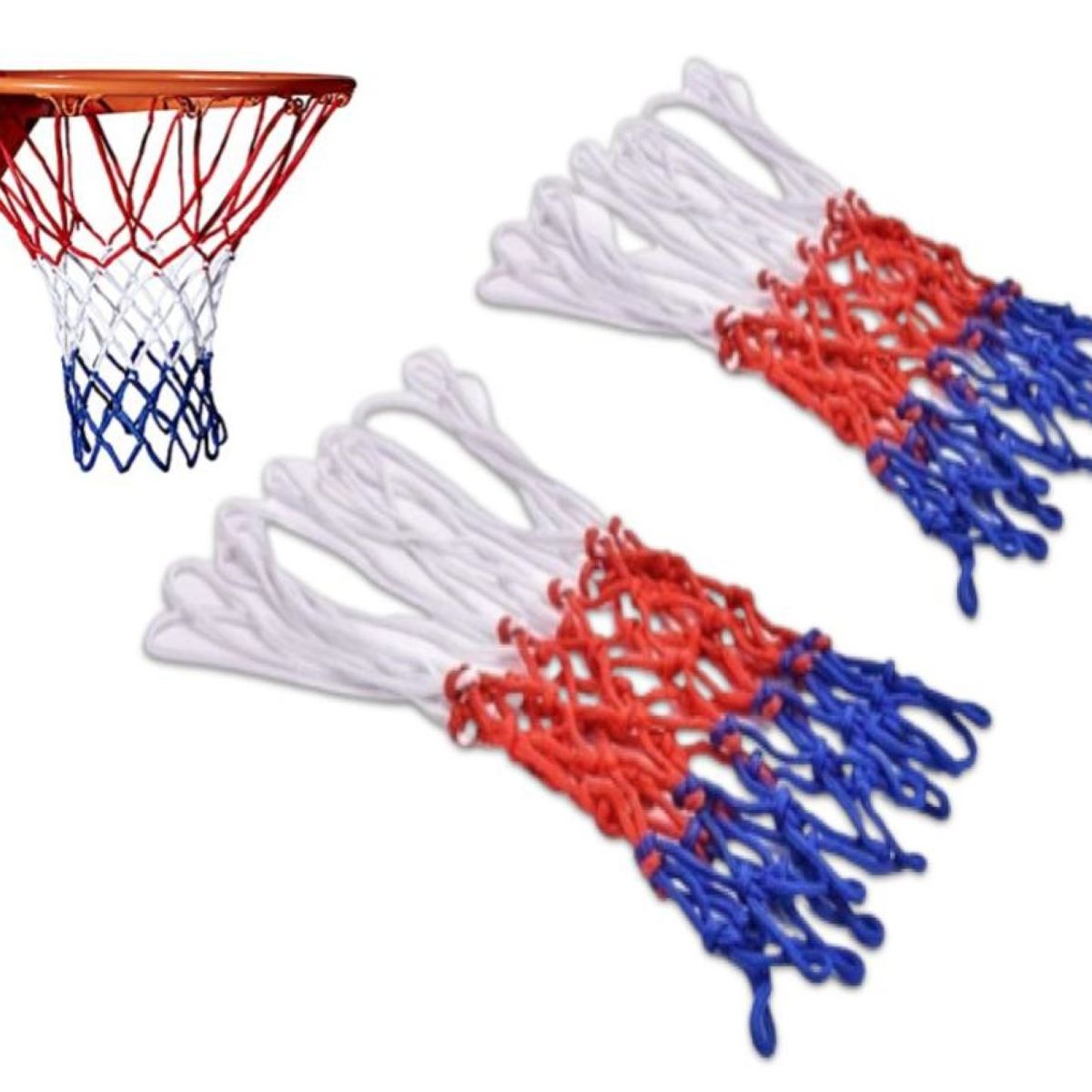 GENERICO - RED PARA ARO DE BÁSQUET 8 ENGANCHES TRICOLOR - 2 PCS