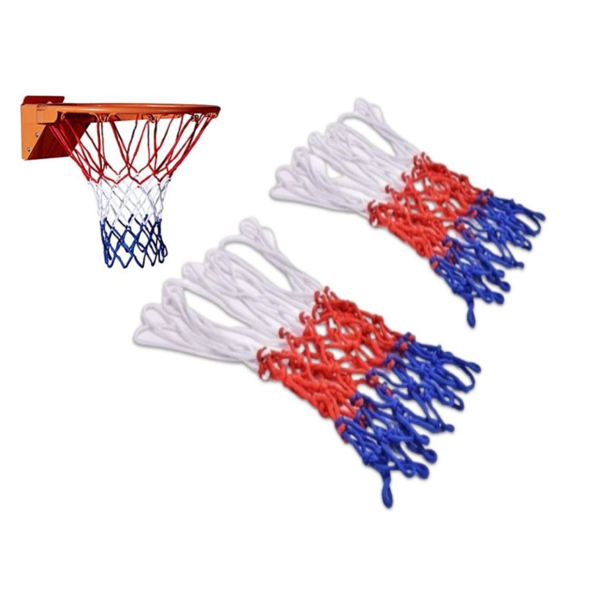 GENERICO - RED PARA ARO DE BÁSQUET 8 ENGANCHES TRICOLOR - 2 PCS