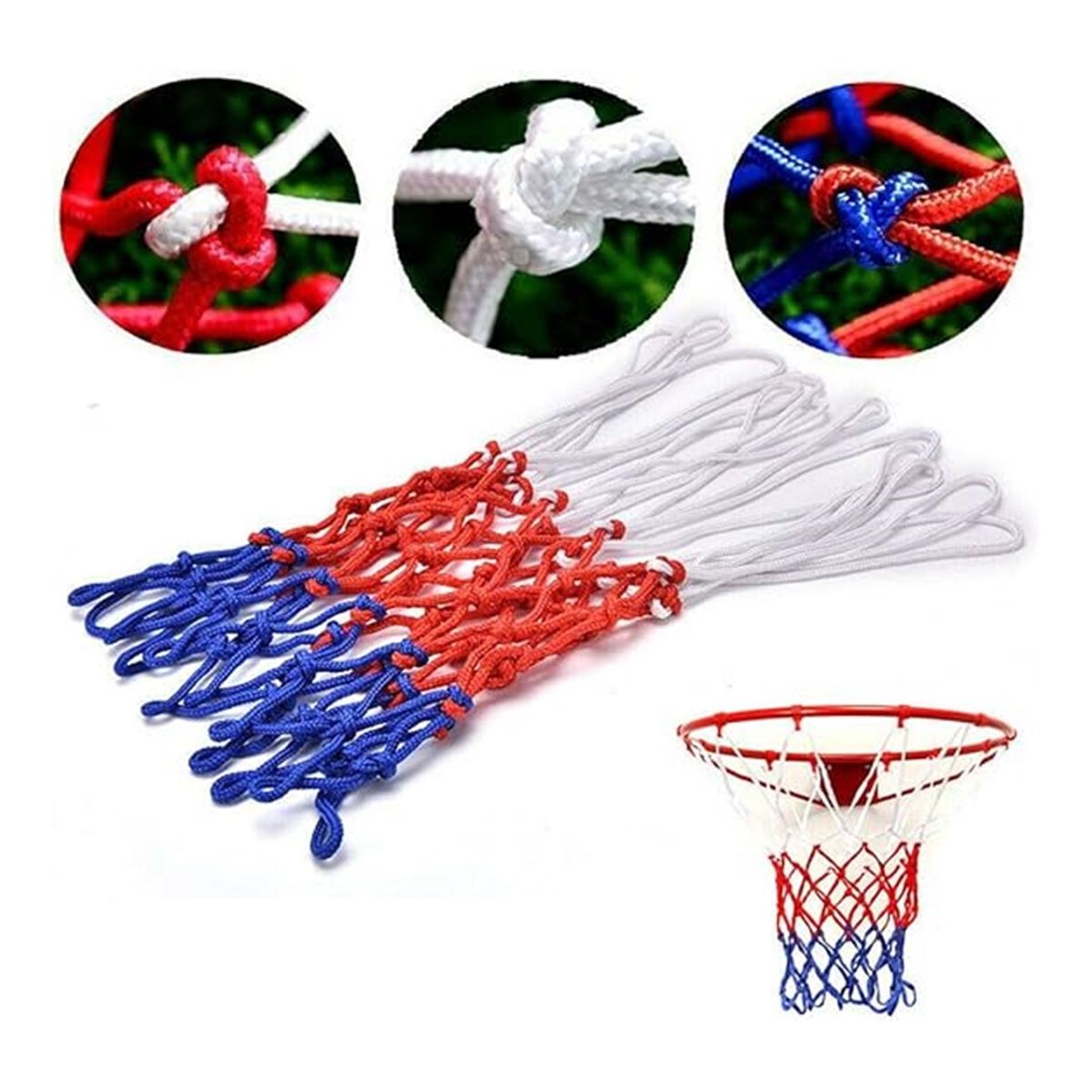 GENERICO - RED PARA ARO DE BÁSQUET 8 ENGANCHES TRICOLOR - 2 PCS