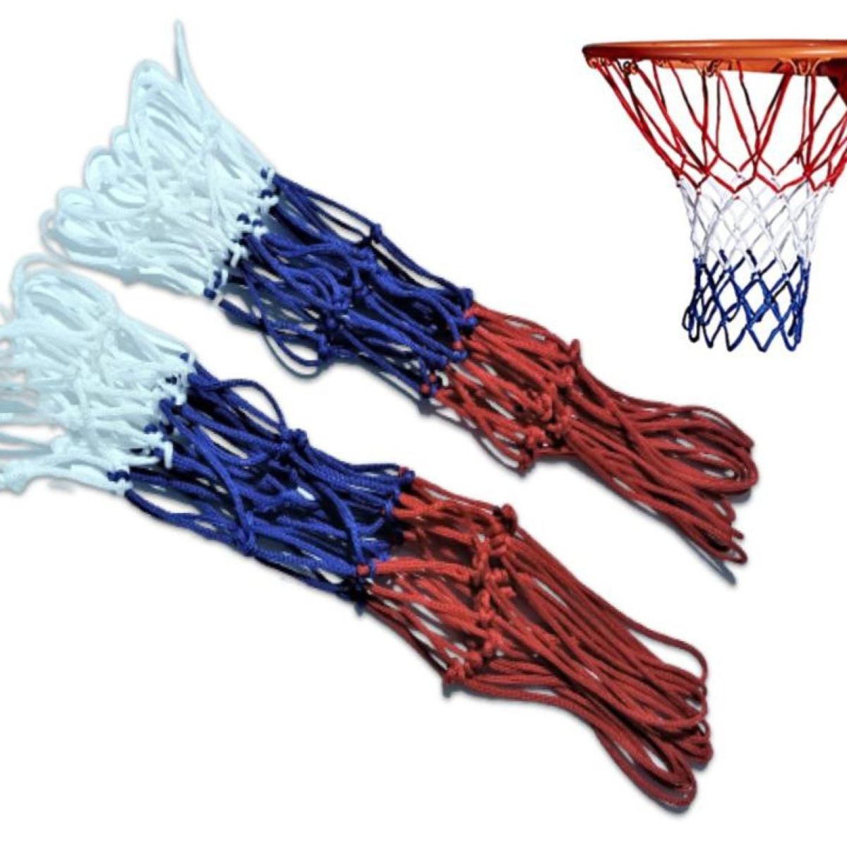 GENERICO - RED PARA ARO DE BÁSQUET 12 ENGANCHES TRICOLOR - 2 PCS