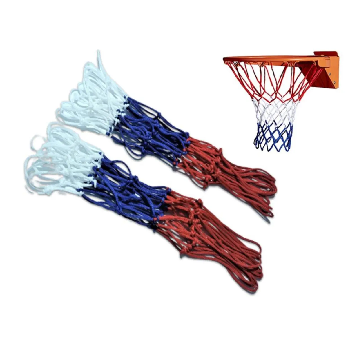 GENERICO - RED PARA ARO DE BÁSQUET 12 ENGANCHES TRICOLOR - 2 PCS