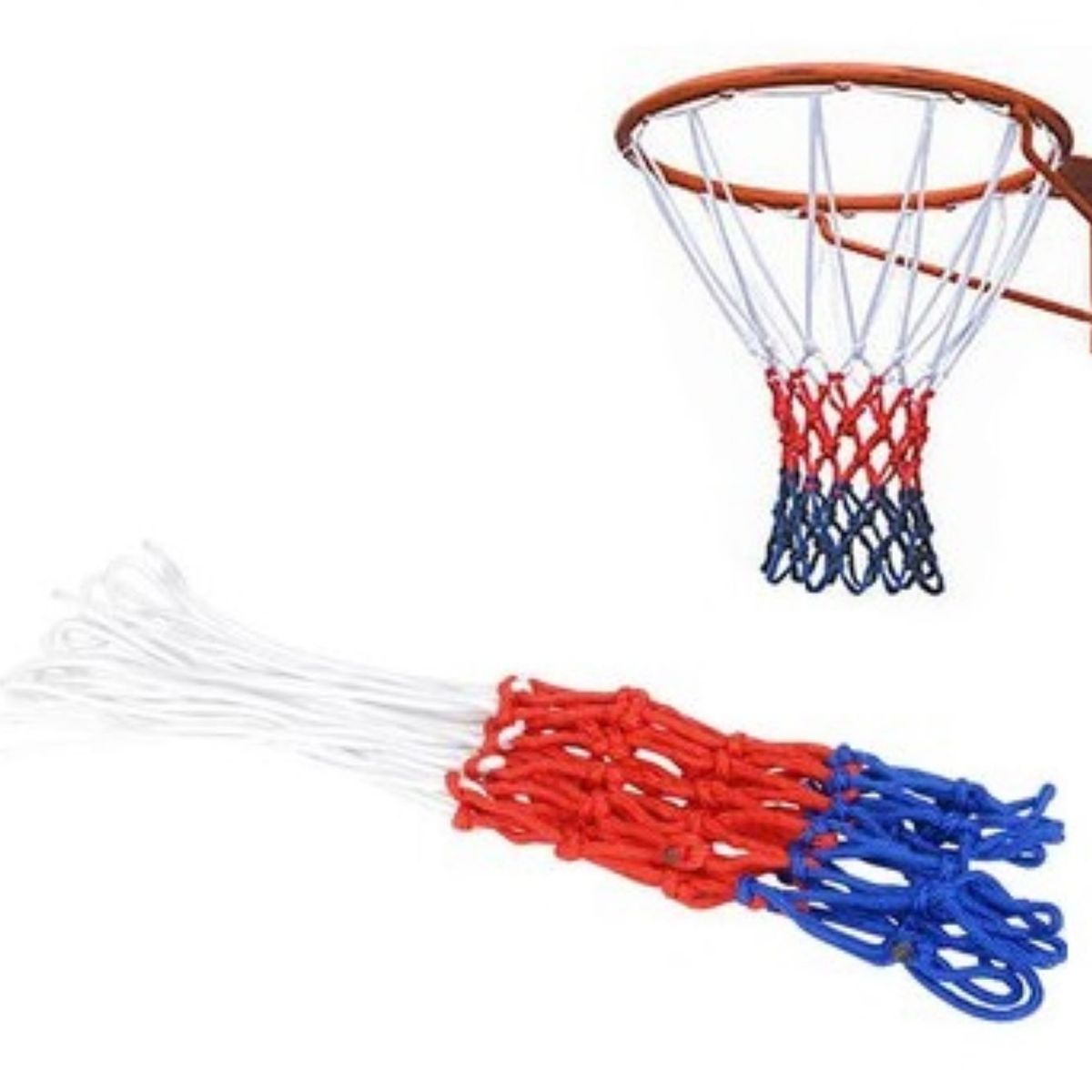 GENERICO - RED PARA ARO DE BÁSQUET 12 ENGANCHES TRICOLOR - 2 PCS